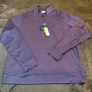 Tailor Byrd Performance 1/4 Zip Pullover Shirt Red Blue Football Mens Medium NWT
